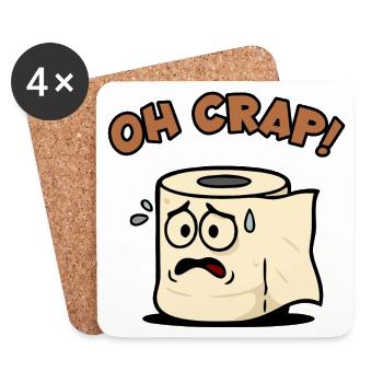 Oh, dessin sur papier toilette - Dessous de verre (lot de 4) - blanc - Devant