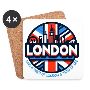 Fatigué de Londres - Dessous de verre (lot de 4) - blanc - Devant