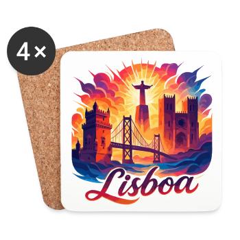 Lisbonne Lisboa Capitale Portugal Cadeau - Dessous de verre (lot de 4) - blanc - Devant