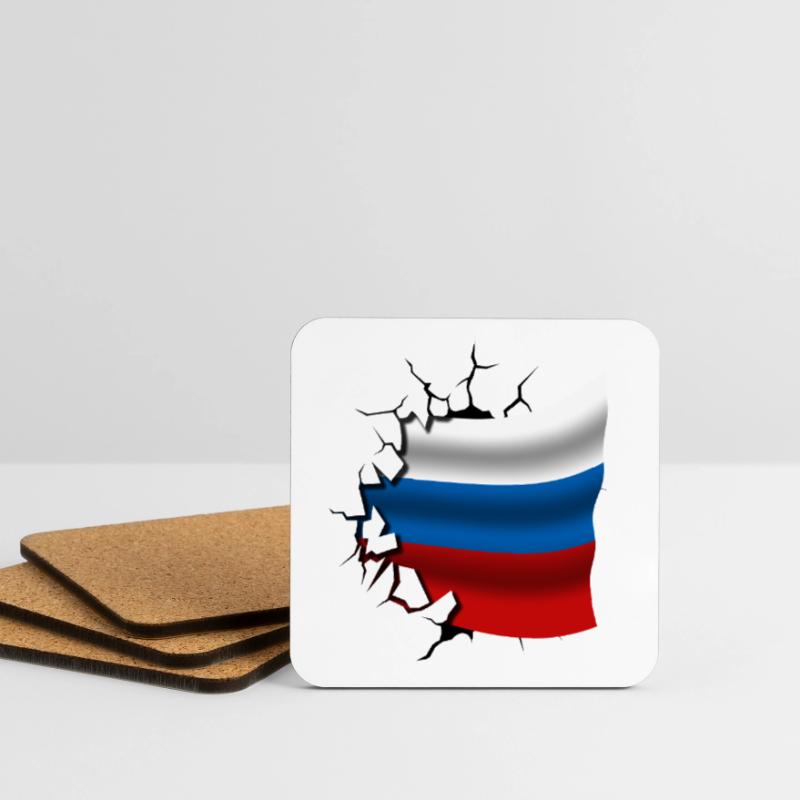 Drapeau de la Russie - Russie - Drapeau Broken Design Dessous de verre (lot de 4)