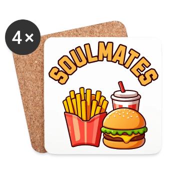 Soul mates, Burger Frites Soda - Dessous de verre (lot de 4) - blanc - Devant