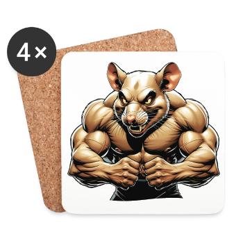 Heftige anthropomorphe Nagetier-Illustration - Untersetzer (4er-Set) - Weiß - Vorne