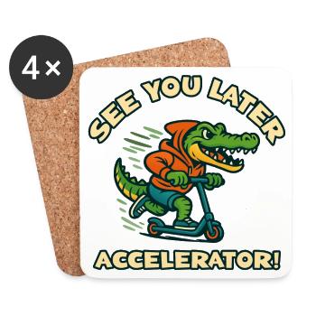 Crocodile en scooter - Dessous de verre (lot de 4) - blanc - Devant