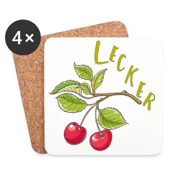 Cerises - Dessous de verre (lot de 4) - blanc - Devant