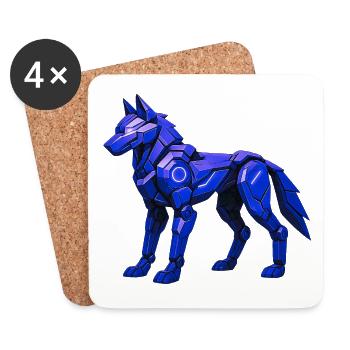 Futuristic Digital Wolf Illustration - Coasters (set of 4) - white - Front