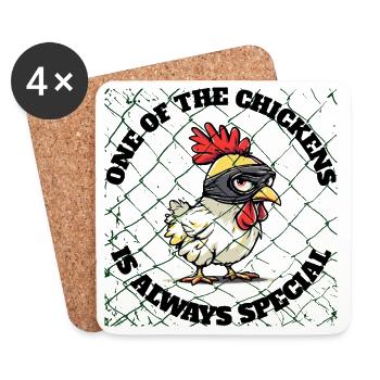 chicken shirt there's always a special chicken - Coasters (set of 4) - white - Front