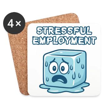 Stressful Work Life Cubic Cartoon - Coasters (set of 4) - white - Front