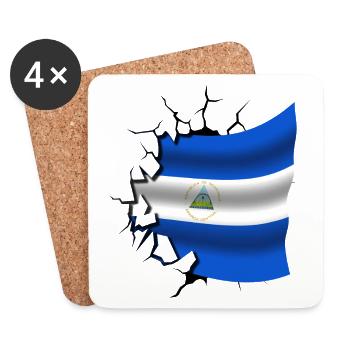 Flagge von Nicaragua - Nicaragua - Flagge Broken Des - Untersetzer (4er-Set) - Weiß - Vorne