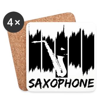 Saxophone - Dessous de verre (lot de 4) - blanc - Devant