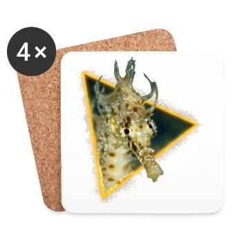 Seahorse in a triangle - Coasters (set of 4) - white - Front