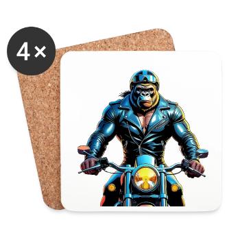 Urbane Gorilla Rider Illustration - Untersetzer (4er-Set) - Weiß - Vorne