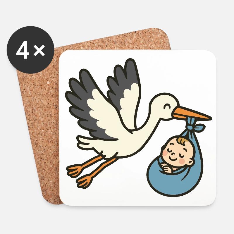 Classic Stork Delivery - Untersetzer (4er-Set) - Weiß