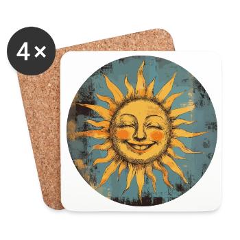 Sonne - Untersetzer (4er-Set) - Weiß - Vorne
