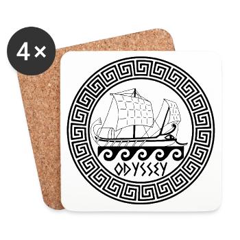 Odysseus Odyssey Symbol (black) - Coasters (set of 4) - white - Front