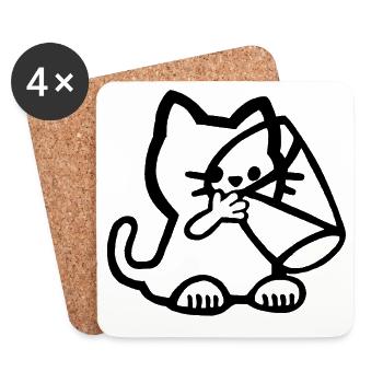 Kitten drinking a glass of milk - Coasters (set of 4) - white - Front