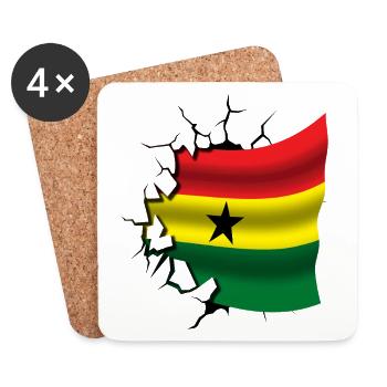 Flagge von Ghana - Ghana - Flagge Broken Design - Untersetzer (4er-Set) - Weiß - Vorne