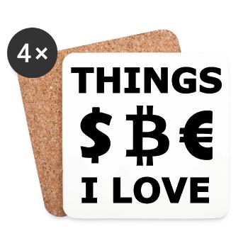 Bitcoin Symbol Design auf Dunklem Hintergrund - Untersetzer (4er-Set) - Weiß - Vorne