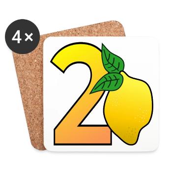Number Twenty - Lemon - 20 - Coasters (set of 4) - white - Front