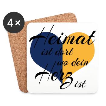 Heimat ist dort wo dein Herz ist - Coasters (set of 4) - white - Front