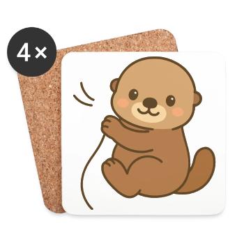 Eingekuschelt Seeotter - Untersetzer (4er-Set) - Weiß - Vorne