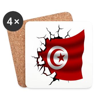 Flag of Tunisia - Tunisia - Flag Broken Design - Coasters (set of 4) - white - Front