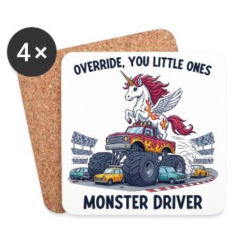 Monster Truck Licorne - Dessous de verre (lot de 4) - blanc - Devant