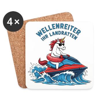 Licorne Cool Jet Ski - Dessous de verre (lot de 4) - blanc - Devant