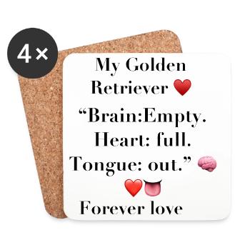 Free Retriever with Heart and Facial Expression - Coasters (set of 4) - white - Front