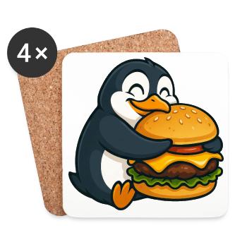 Mignon pingouin cheeseburger Fast Food Love - Dessous de verre (lot de 4) - blanc - Devant