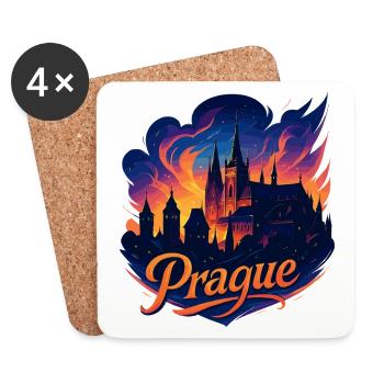 Prag Hauptstadt Tschechien Silhouette Geschenk - Untersetzer (4er-Set) - Weiß - Vorne