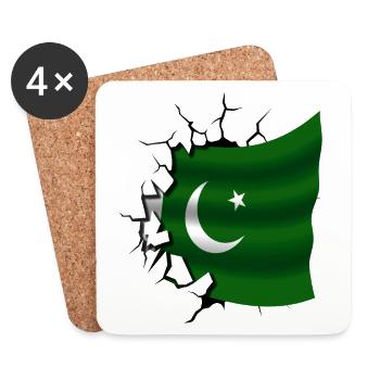 Flagge von Pakistan - Pakistan - Flagge gebrochen - Untersetzer (4er-Set) - Weiß - Vorne