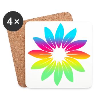 Blume Blätter Regenbogen Farben - Untersetzer (4er-Set) - Weiß - Vorne