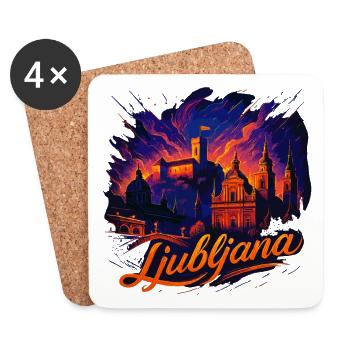 Ljubljana Hauptstadt Slowenien Silhouette Geschenk - Untersetzer (4er-Set) - Weiß - Vorne