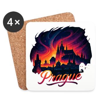 Prag Hauptstadt Tschechien Silhouette Geschenk - Untersetzer (4er-Set) - Weiß - Vorne