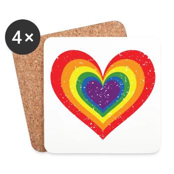 Regenbogen Herz Pride Flagge Farben LGBTQ+ Grunge - Untersetzer (4er-Set) - Weiß - Vorne