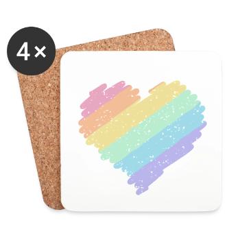 Rainbow Heart Pastel Colors Pride Month LGBTQ+ - Coasters (set of 4) - white - Front