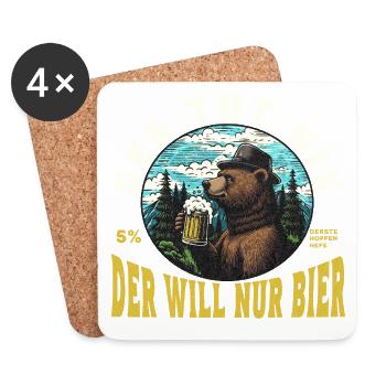 Der tut nix der will nur Bier Bär - Untersetzer (4er-Set) - Weiß - Vorne
