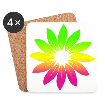 Flower Leaves Rainbow Green Yellow Pink - Coasters (set of 4) - white - Front