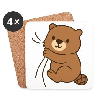 Blotti – bébé castor - Dessous de verre (lot de 4) - blanc - Devant