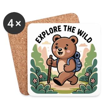 Explore the Wild Bear Illustration - Coasters (set of 4) - white - Front
