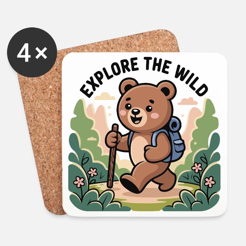 Explore the Wild Bear Illustration - Coasters (set of 4) - white