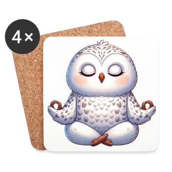Süße Eule Yoga Meditation Entspannung Innerer  - Untersetzer (4er-Set) - Weiß - Vorne