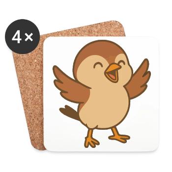 Little lucky sparrow - Coasters (set of 4) - white - Front