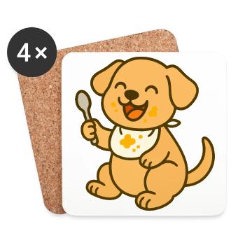 Feeding with puppy love - Coasters (set of 4) - white - Front