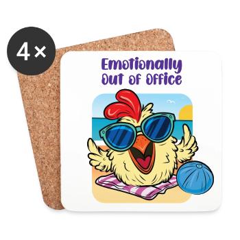 Chicken on the Beach – Mentally Checked Out - Coasters (set of 4) - white - Front