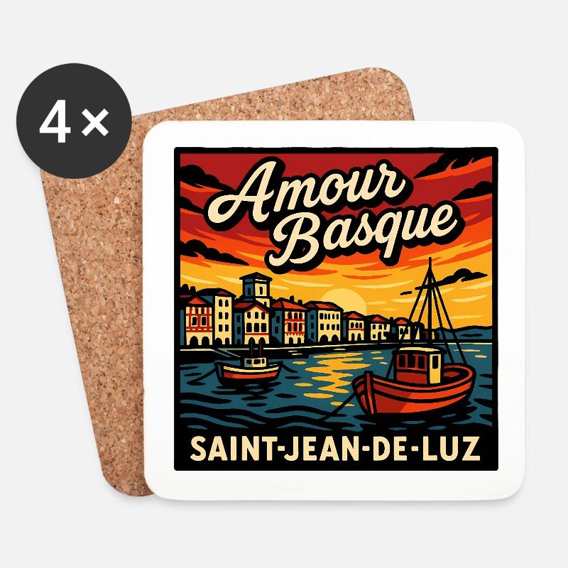 Baskische Liebe Saint-Jean-de-Luz - Untersetzer (4er-Set) - Weiß