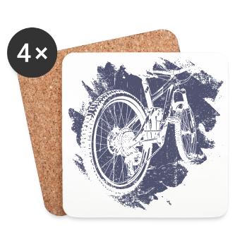 Retro Fahrrad Getriebe Illustration - Untersetzer (4er-Set) - Weiß - Vorne