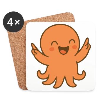 Pieuvre rieuse orange - Dessous de verre (lot de 4) - blanc - Devant