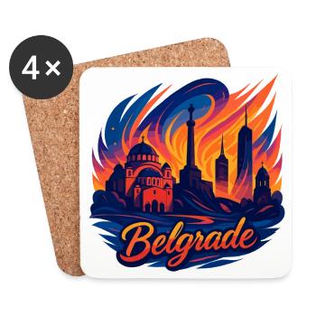 Belgrad Hauptstadt Serbien Silhouette Geschenk - Untersetzer (4er-Set) - Weiß - Vorne