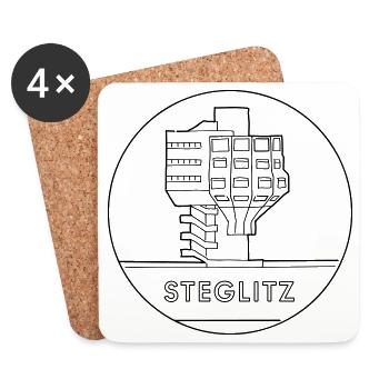 Steglitz with beer brush - Coasters (set of 4) - white - Front